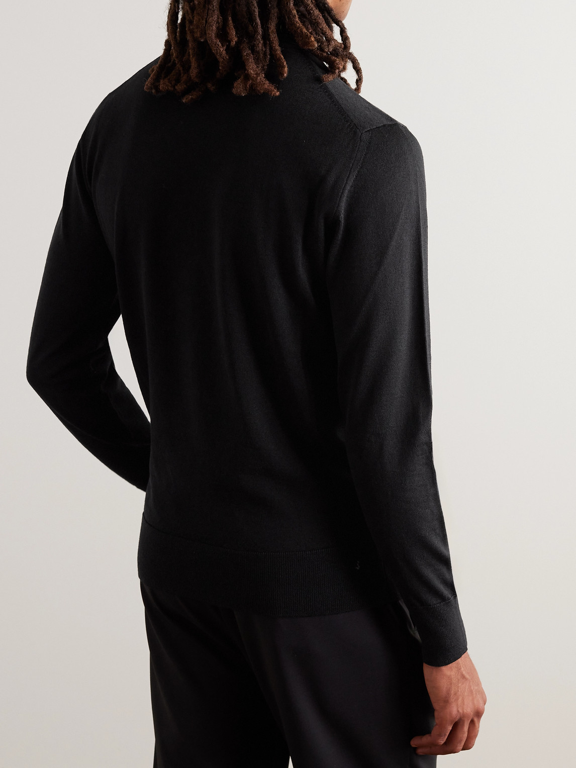 Shop Mr P Slim-fit Merino Wool Rollneck Sweater In Black