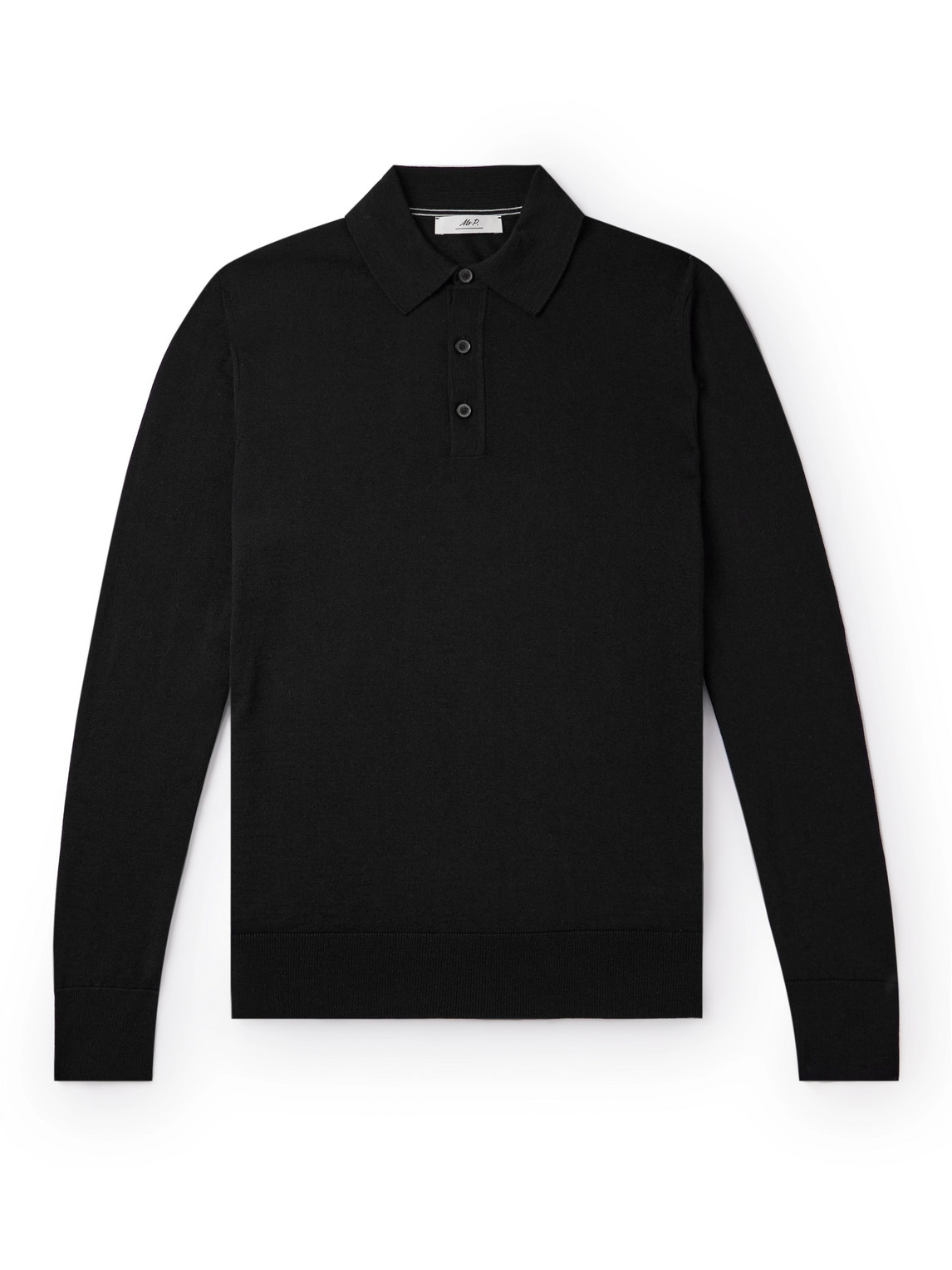 Mr P Merino Wool Polo Shirt In Black