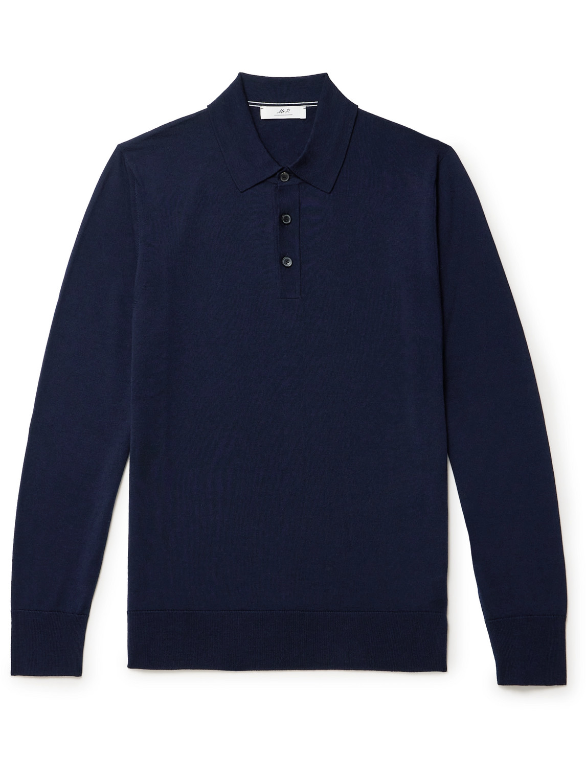 Mr P Merino Wool Polo Shirt In Blue