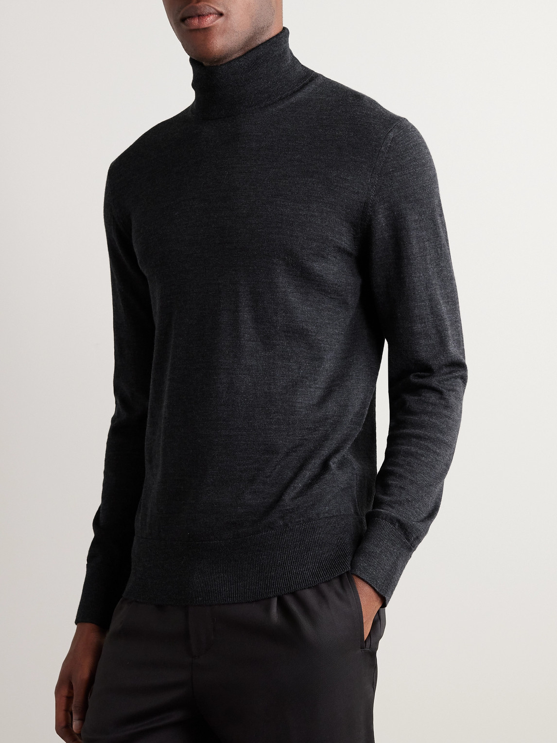 Shop Mr P Slim-fit Merino Wool Rollneck Sweater In Gray