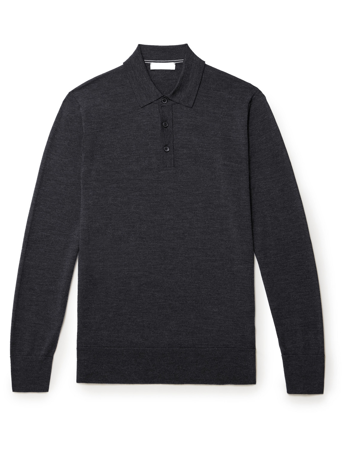 Mr P Merino Wool Polo Shirt In Grey