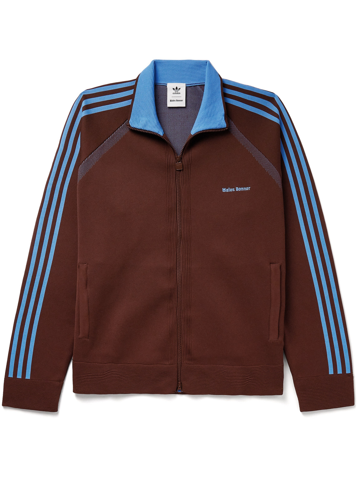 Shop Adidas Originals Wales Bonner Logo-embroidered Striped Recycled Knitted Track Jacket In Brown
