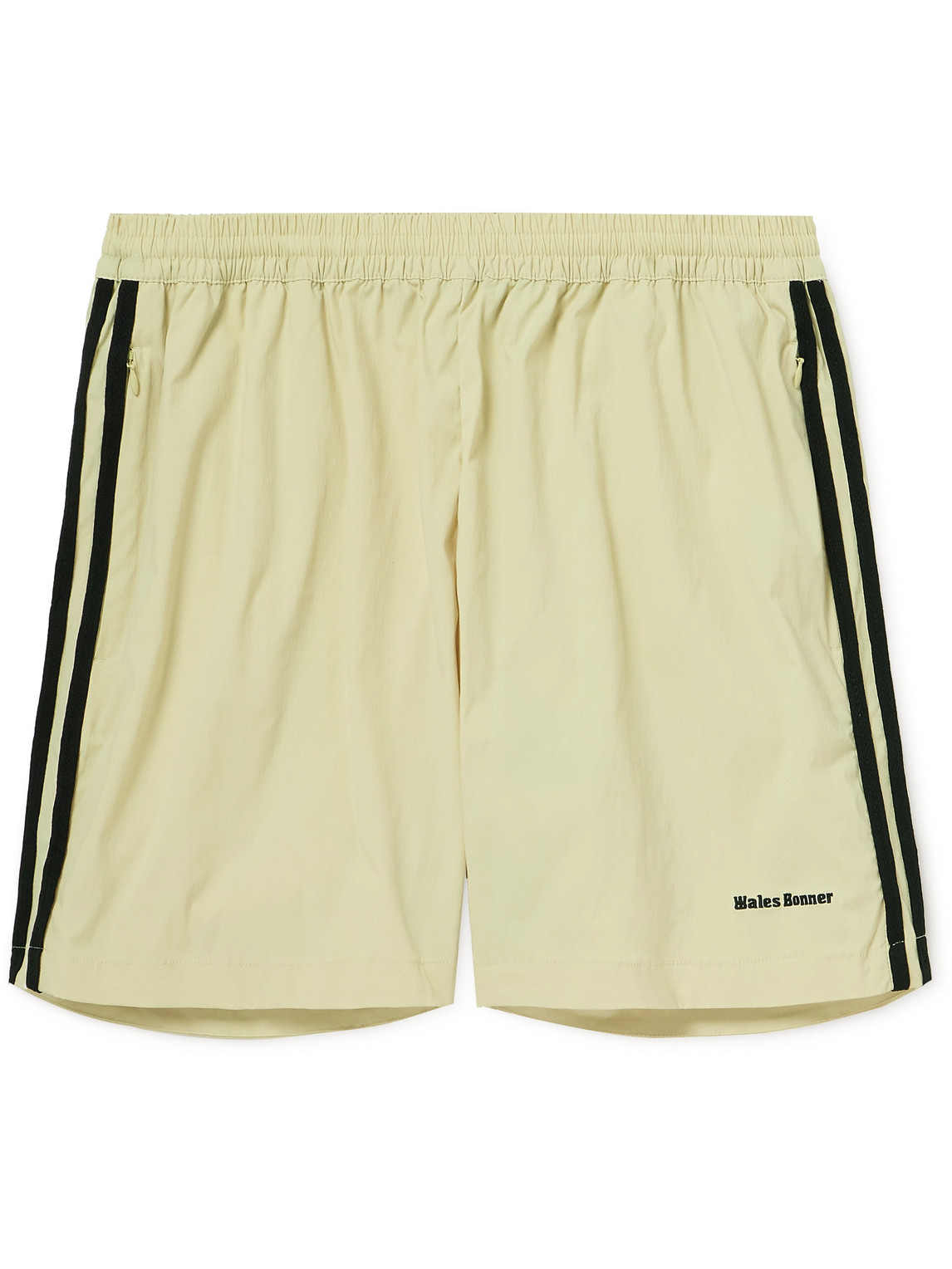 Shop Adidas Originals Wales Bonner Wide-leg Crochet-trimmed Stretch Recycled-shell Shorts In Neutrals