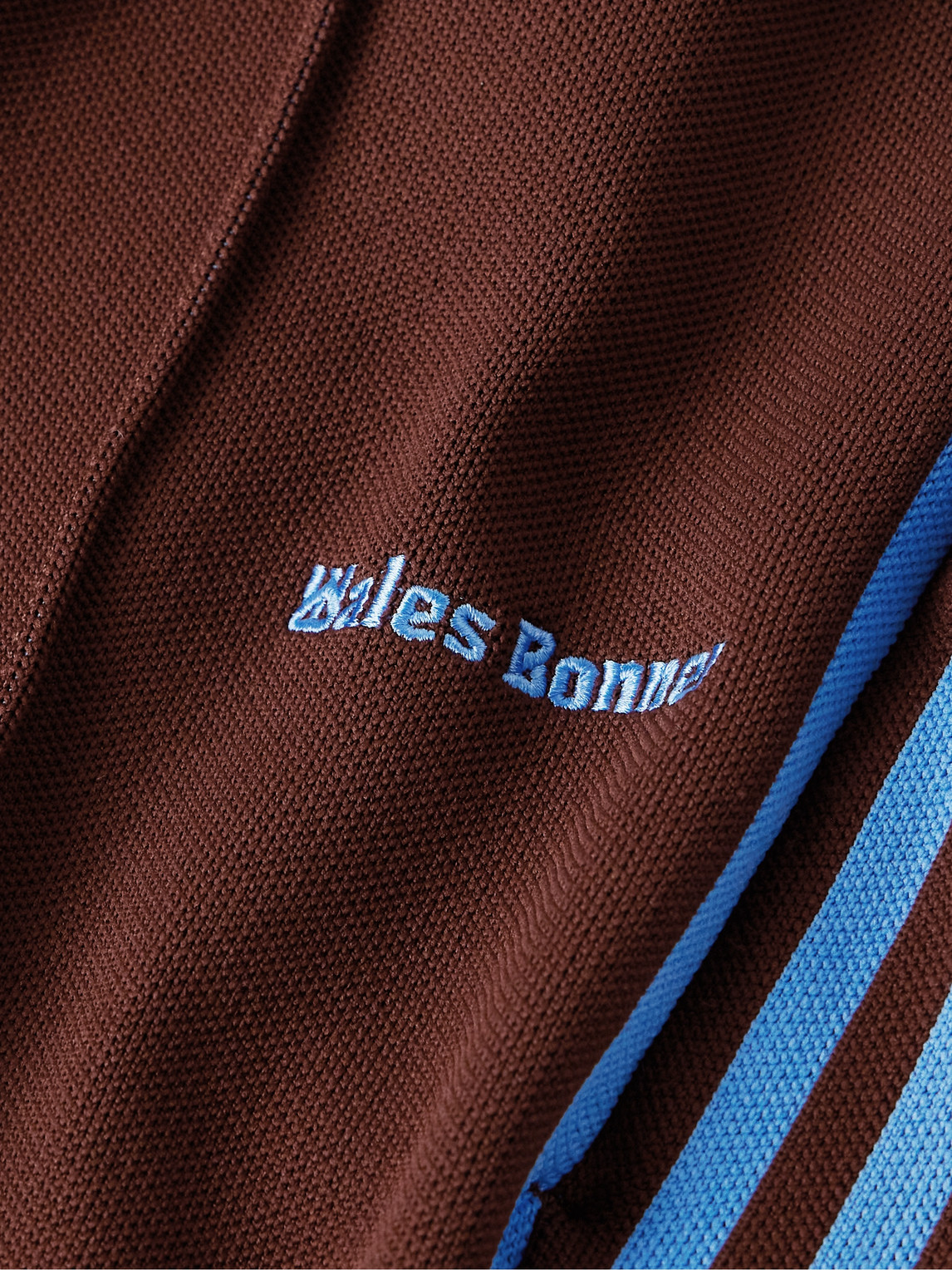 Shop Adidas Originals Wales Bonner Slim-fit Straight-leg Striped Recycled Knitted Sweatpants In Brown
