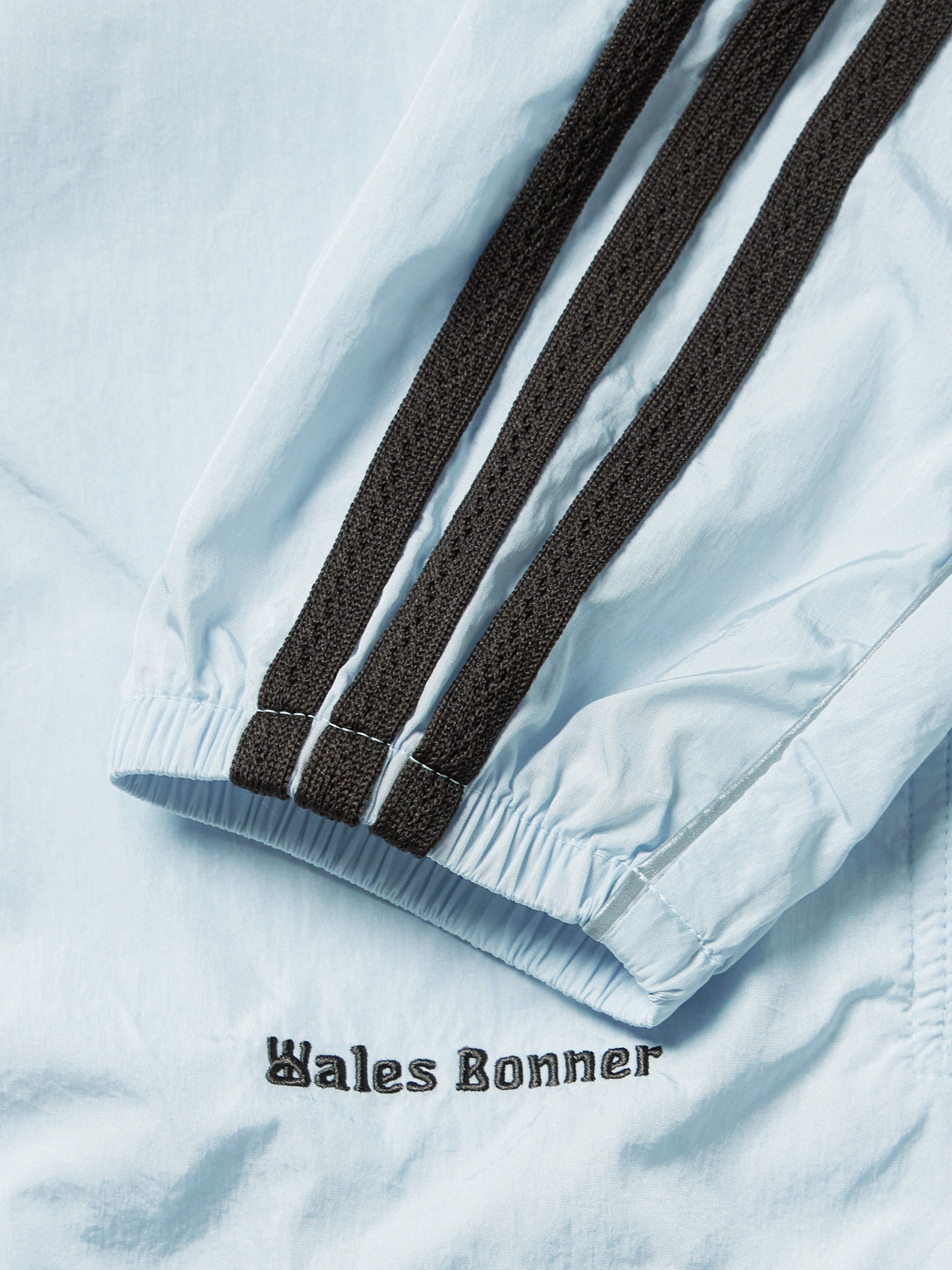 Shop Adidas Originals Wales Bonner Striped Crochet-trimmed Recycled-shell Track Jacket In Blue