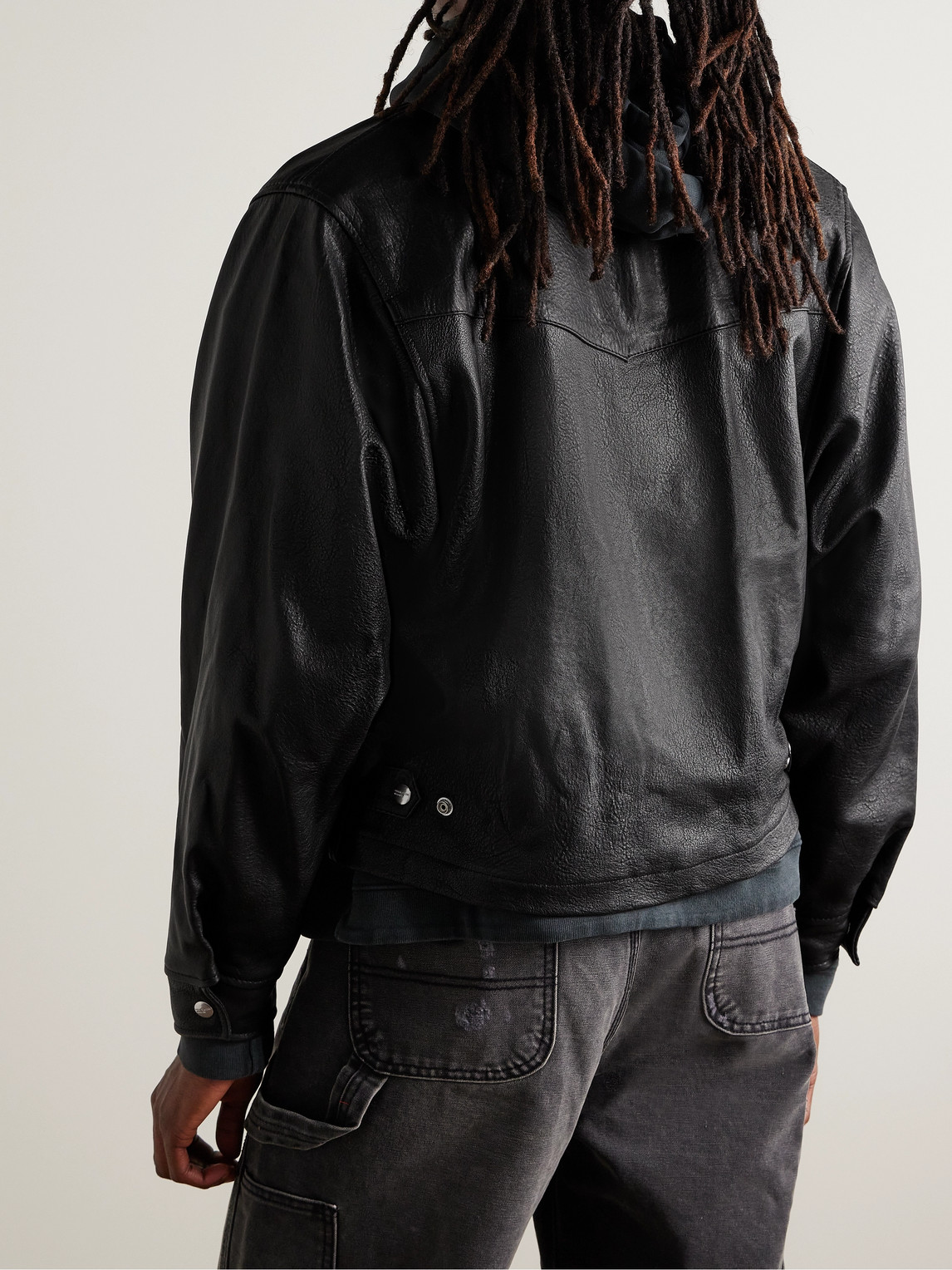 Shop Enfants Riches Deprimes Washed-leather Jacket In Black