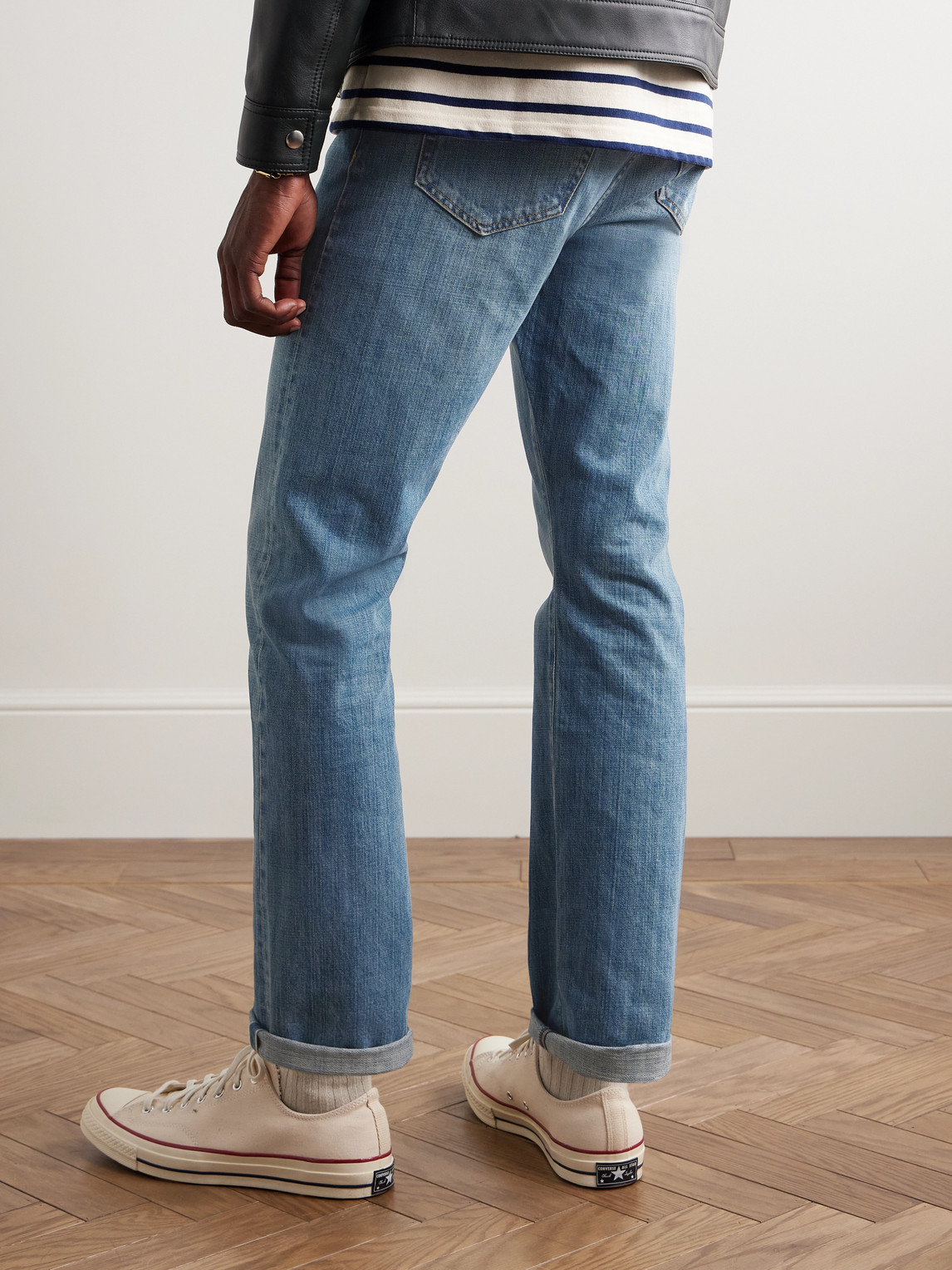 Shop Mr P Straight-leg Organic Selvedge Jeans In Blue