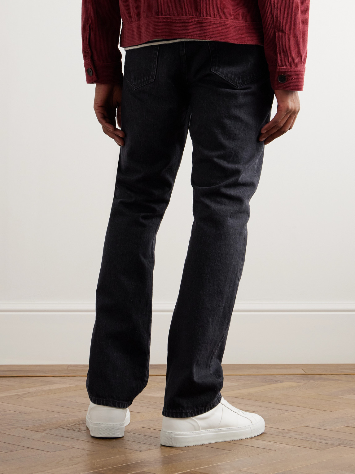 Shop Mr P Straight-leg Organic Selvedge Jeans In Black