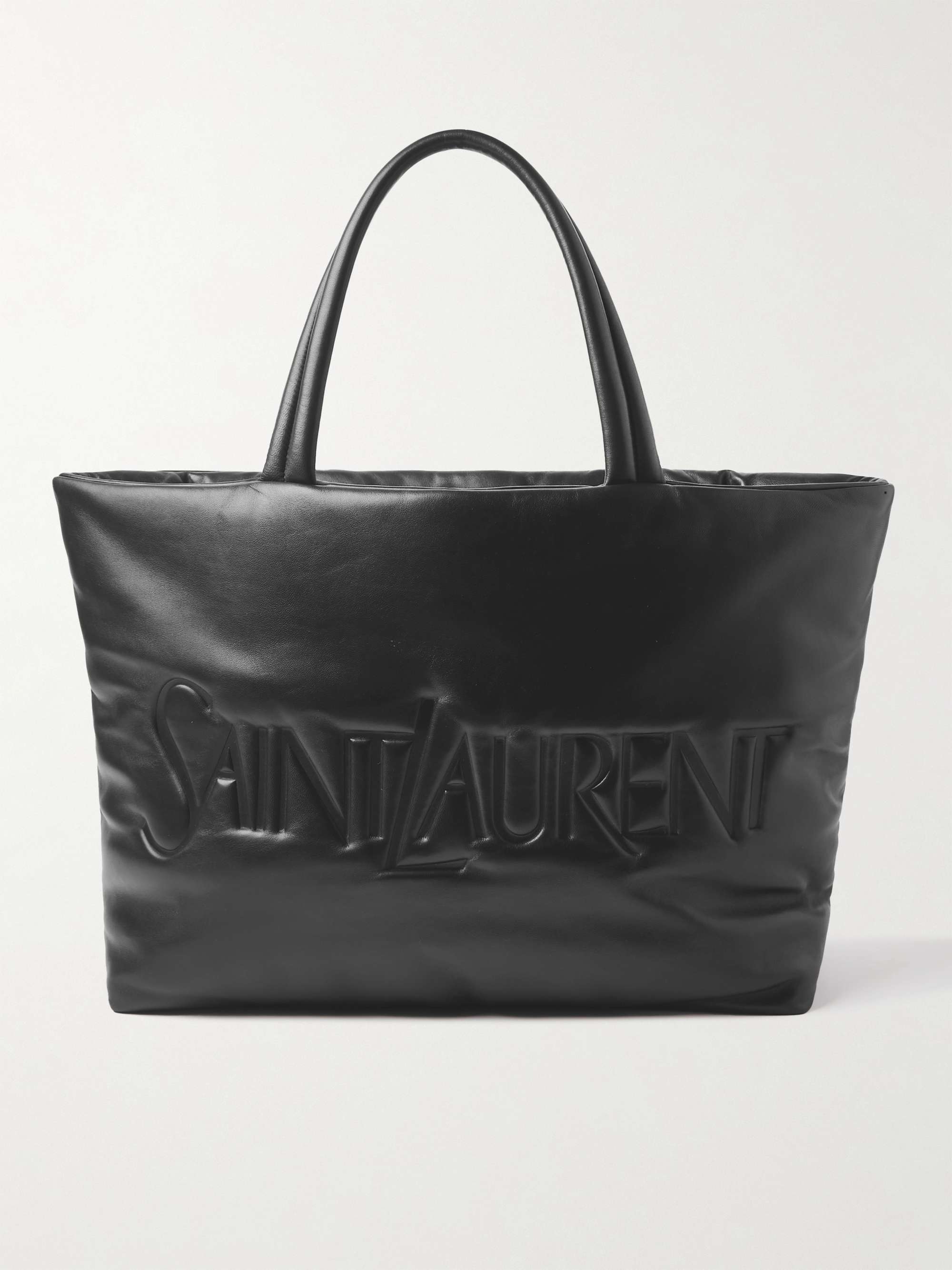 SAINT LAURENT Logo-Debossed Padded Leather Tote Bag for Men