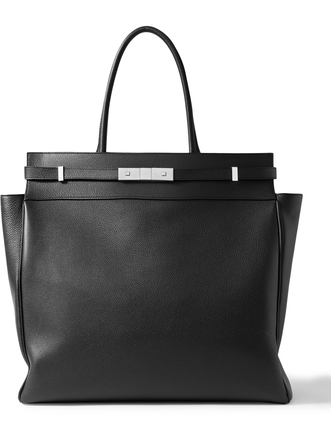 Saint Laurent Manhattan Full-grain Leather Tote Bag In Black