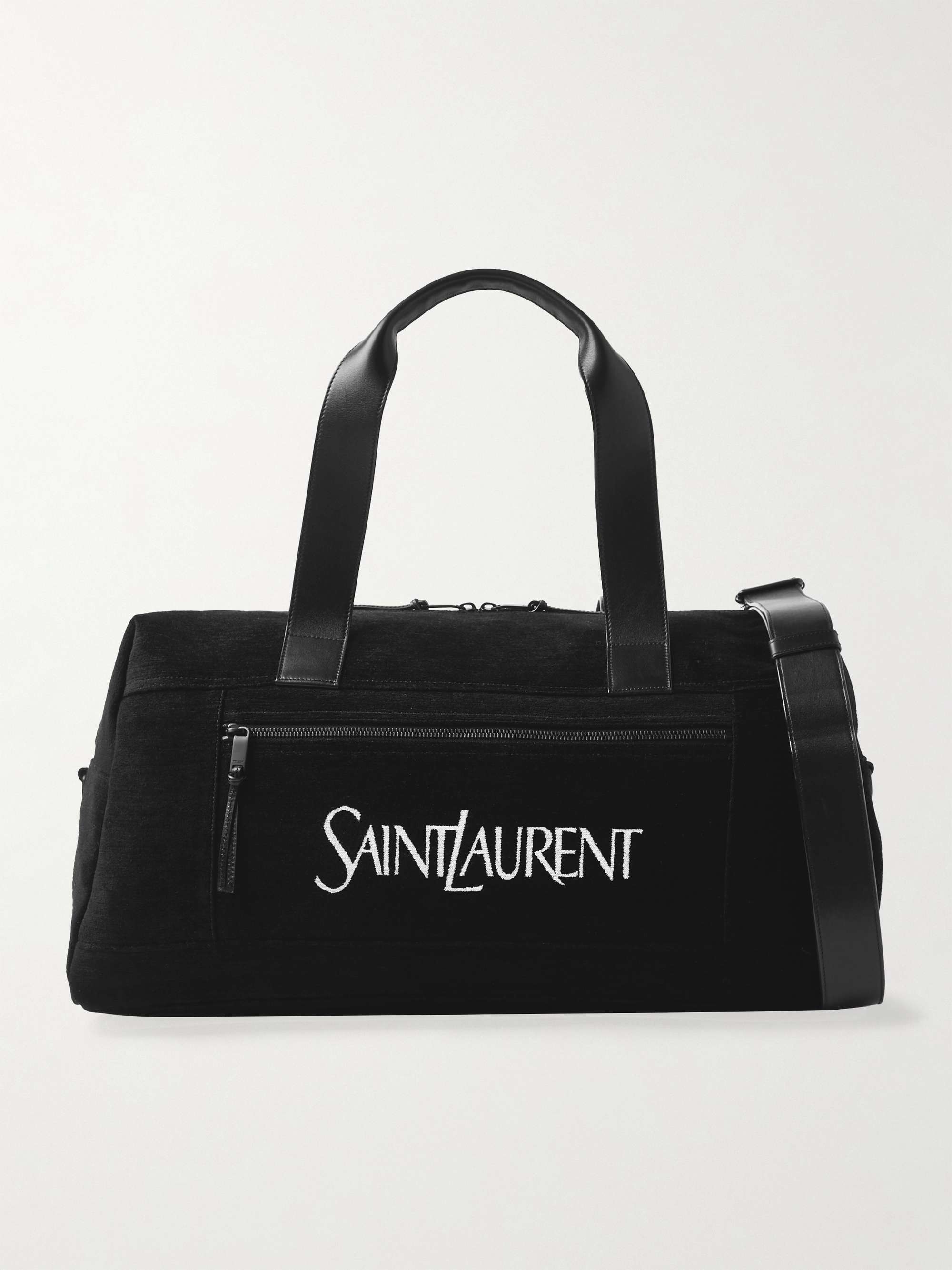 SAINT LAURENT Leather-Trimmed Logo-Print Suede Duffle Bag for Men | MR ...