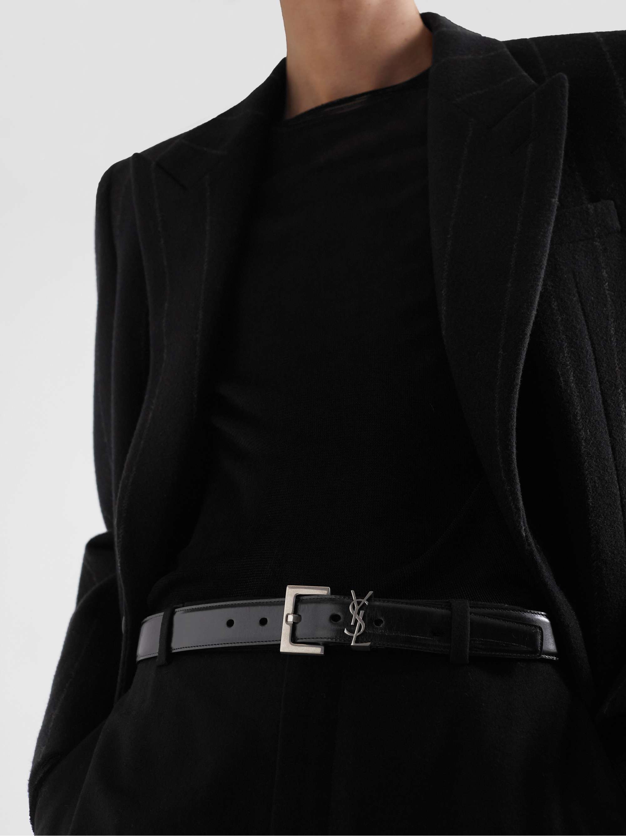 Monogram Leather Belt in Black - Saint Laurent