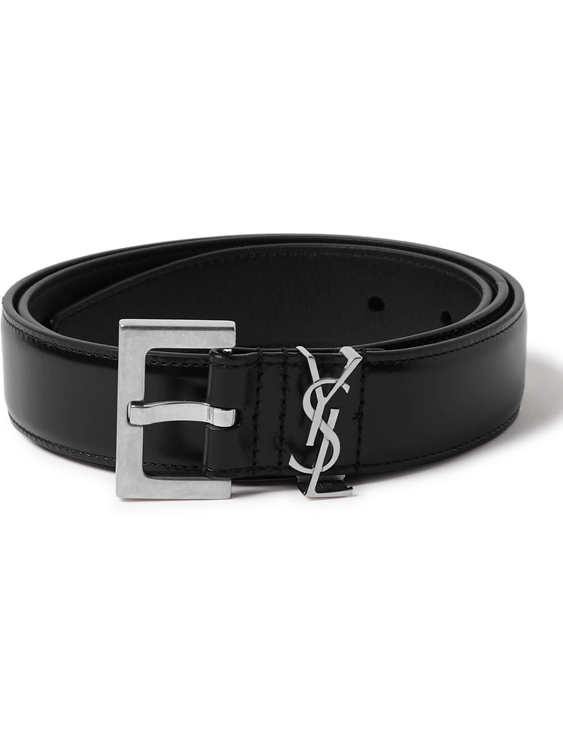 Saint Laurent 3cm Leather Belt In Black