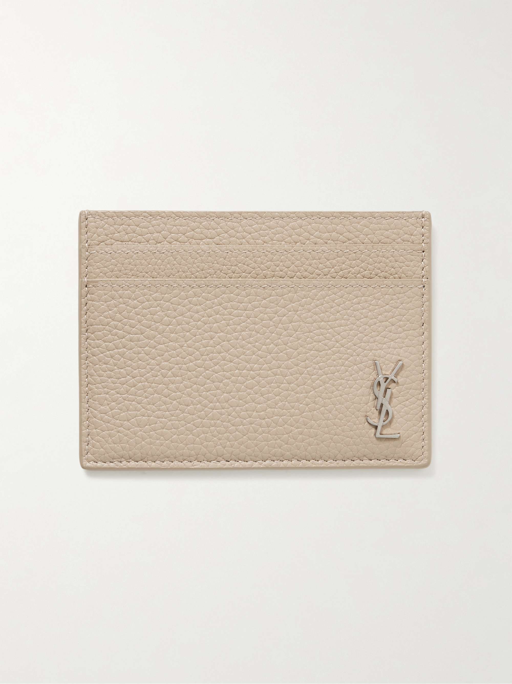 SAINT LAURENT Logo-Appliquéd Pebble-Grain Leather Cardholder for Men