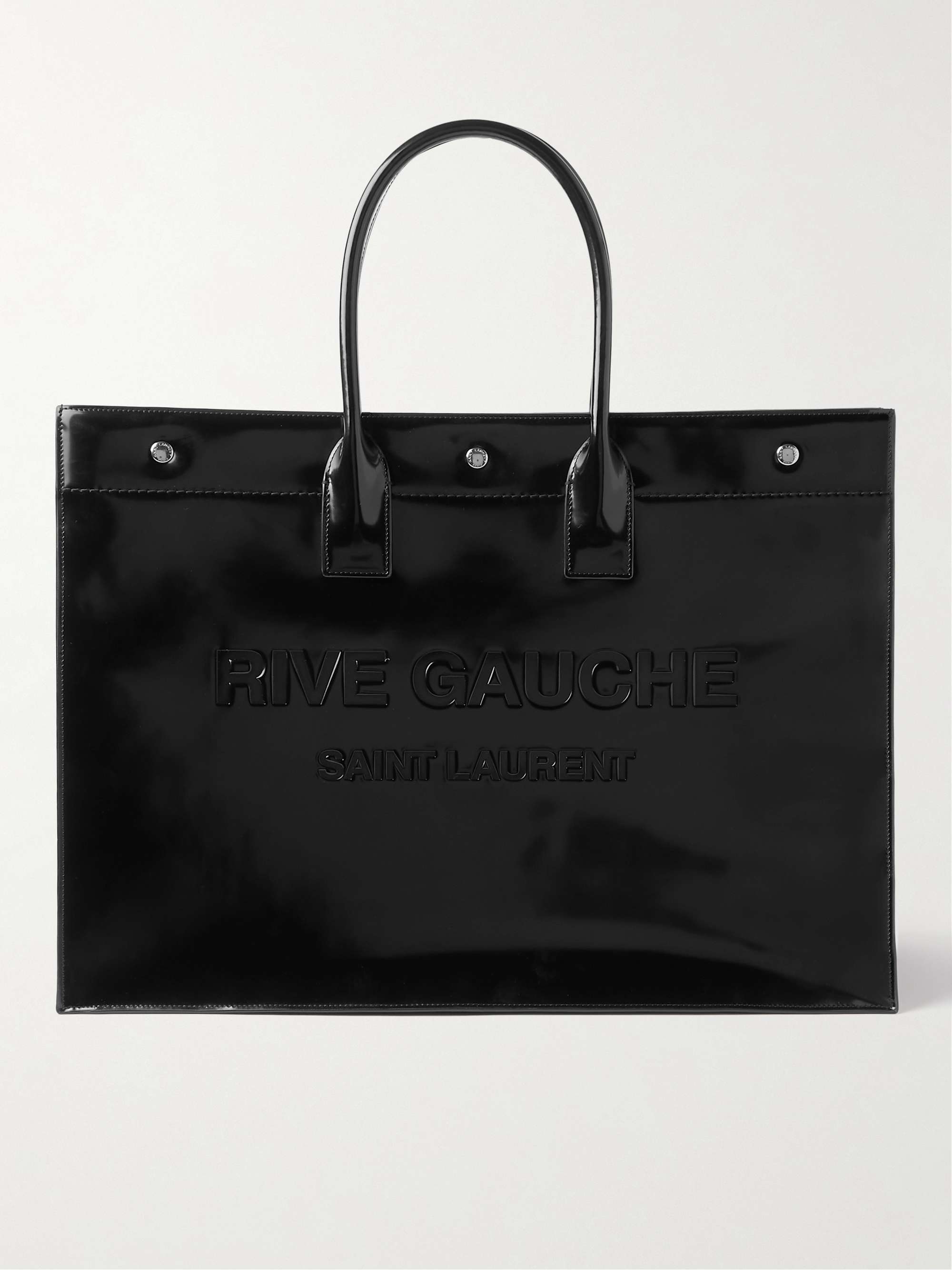 SAINT LAURENT Rive Gauche グロスレザー トートバッグ エンボスロゴ