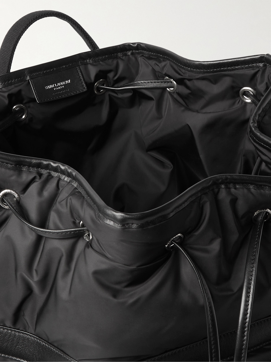 Shop Saint Laurent Leather-trimmed Econyl® Backpack In Black