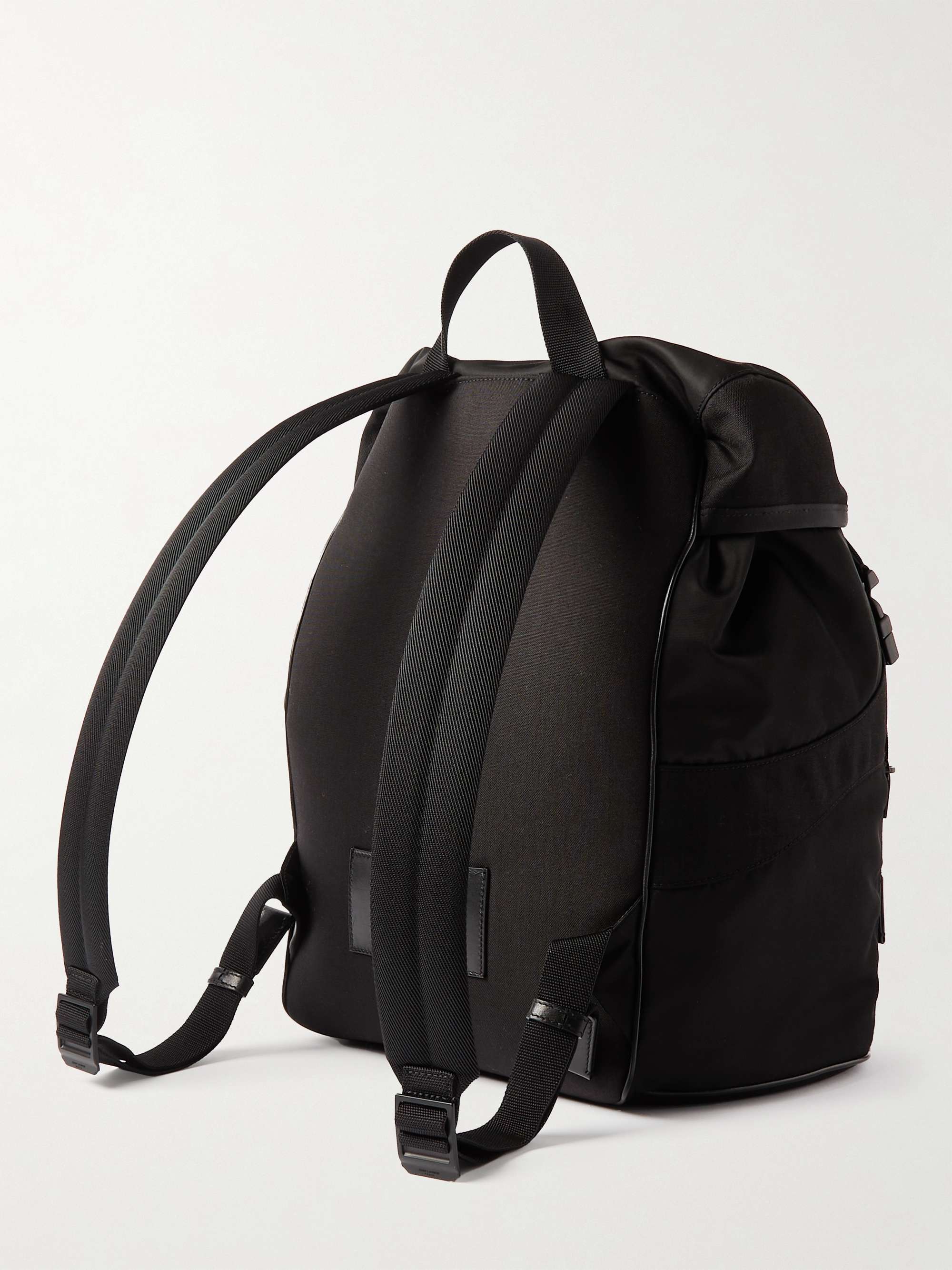 SAINT LAURENT Logo-Embroidered Leather-Trimmed Shell Backpack for Men ...