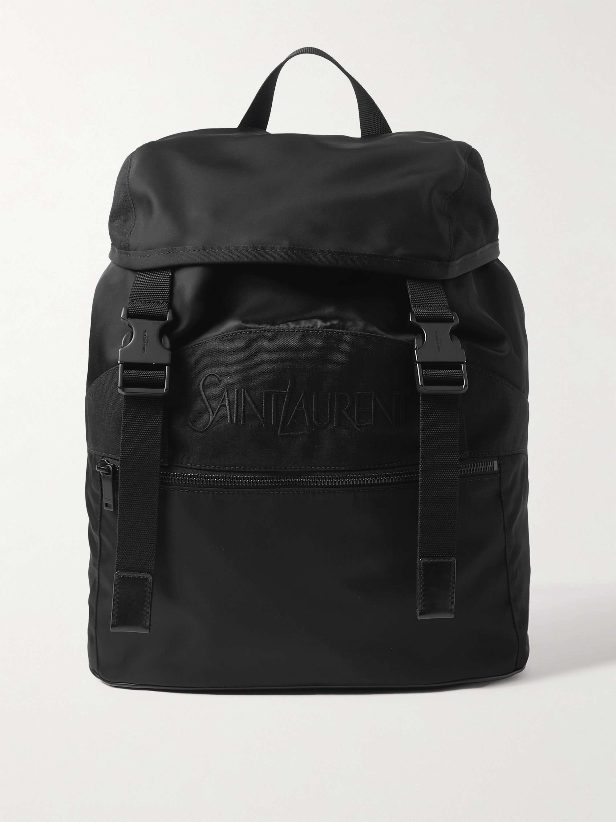 Rucksack aus Shell mit Lederbesatz und Logostickerei