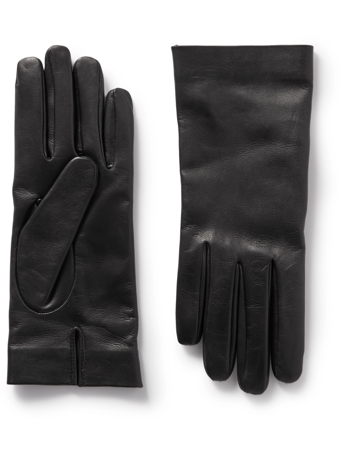 Shop Saint Laurent Leather Gloves In Black