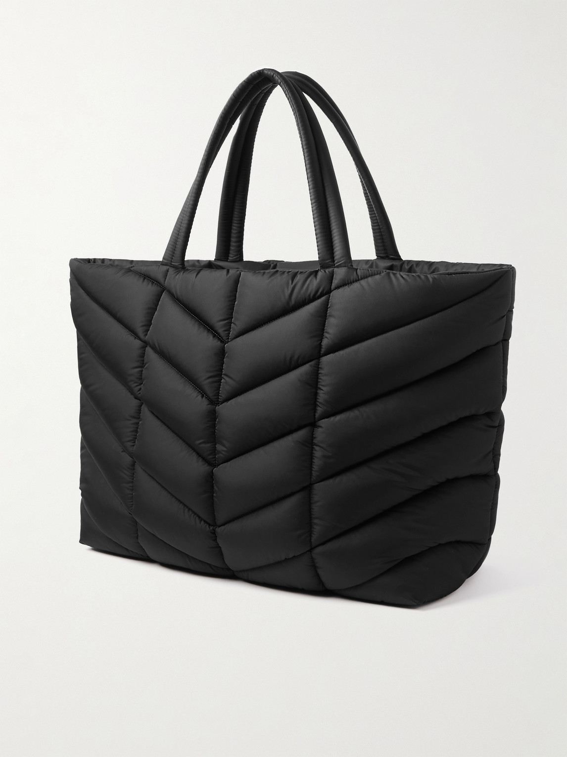 Shop Saint Laurent Padded Quilted Econyl® Tote Bag In Black