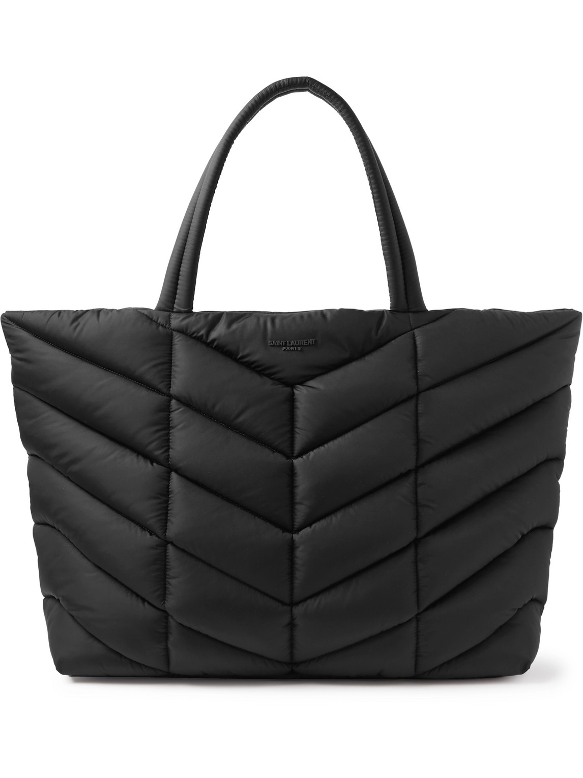 Saint Laurent Padded Quilted Econyl® Tote Bag In Black