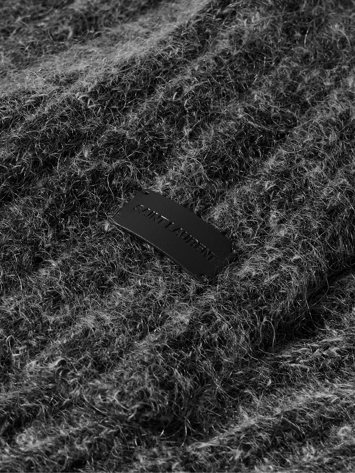Shop Saint Laurent Ribbed Wool-blend Scarf In Gray