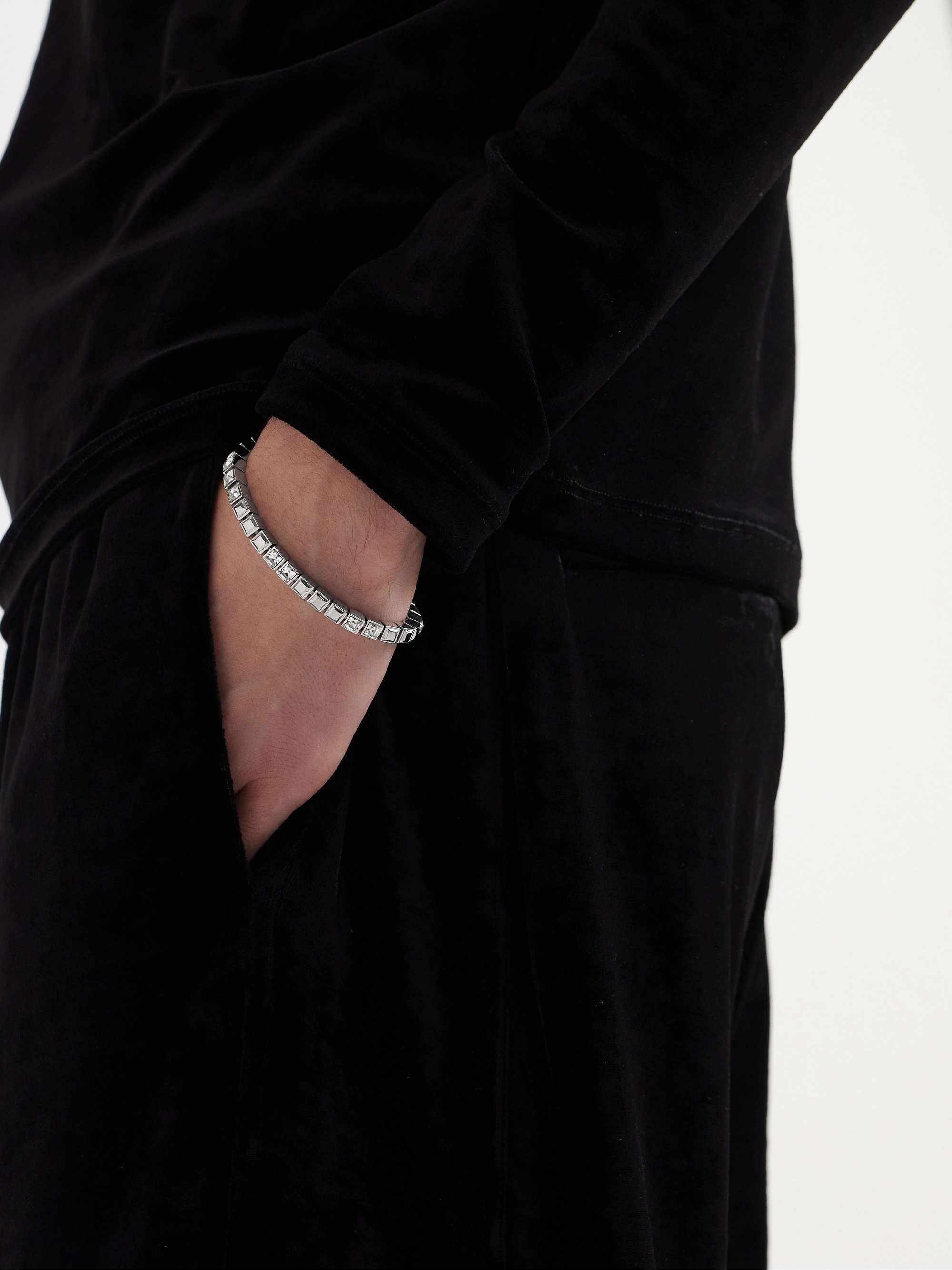 SAINT LAURENT Silver-tone crystal bracelet