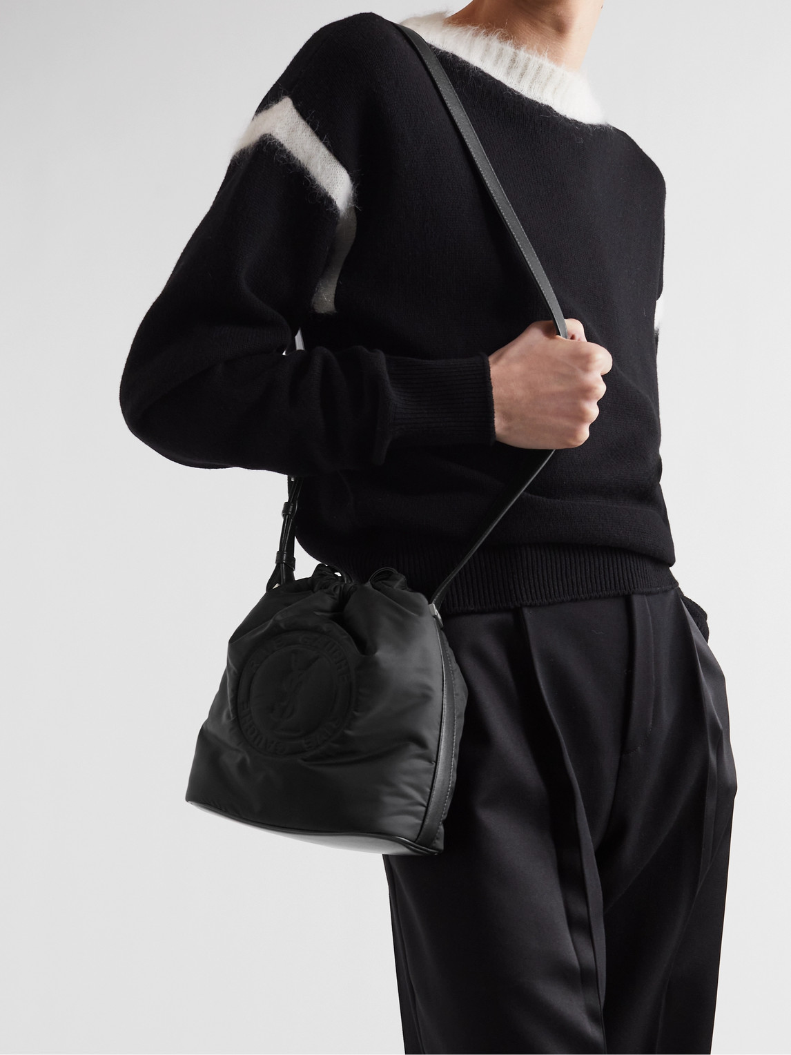 Rivegauche Logo Stripe Canvas Bucketbag