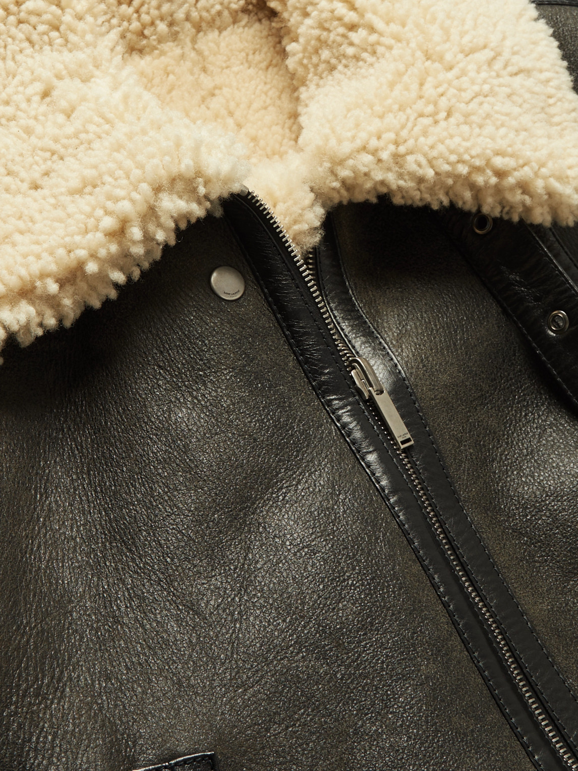 Shop Saint Laurent Reversible Leather-trimmed Shearling Bomber Jacket In Black