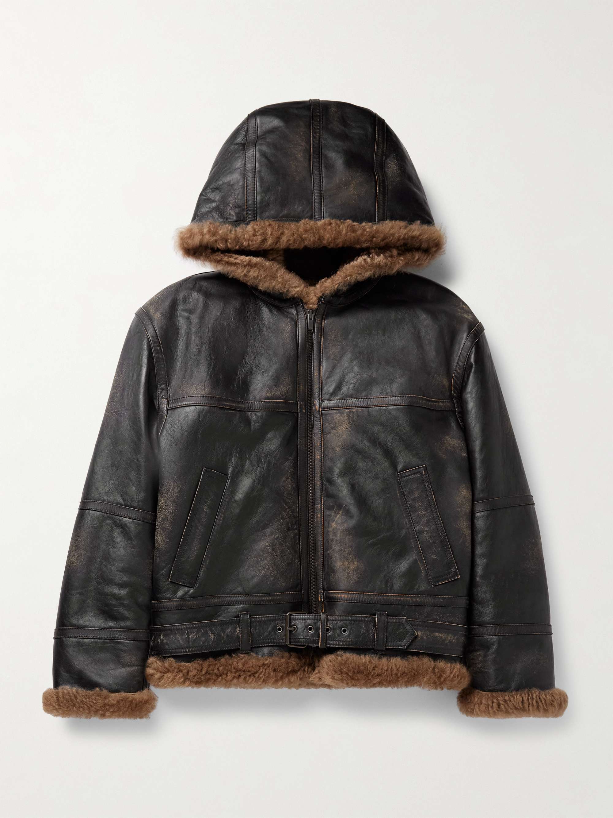 SAINT LAURENT Reversible Leather-Trimmed Shearling Bomber Jacket for ...