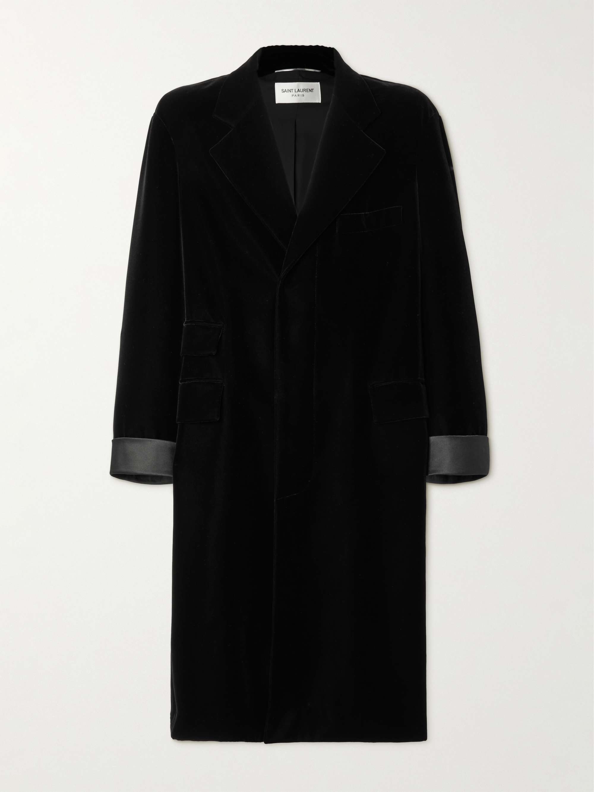 SAINT LAURENT Manteau Oversized Satin-Trimmed Velvet Coat for Men | MR ...