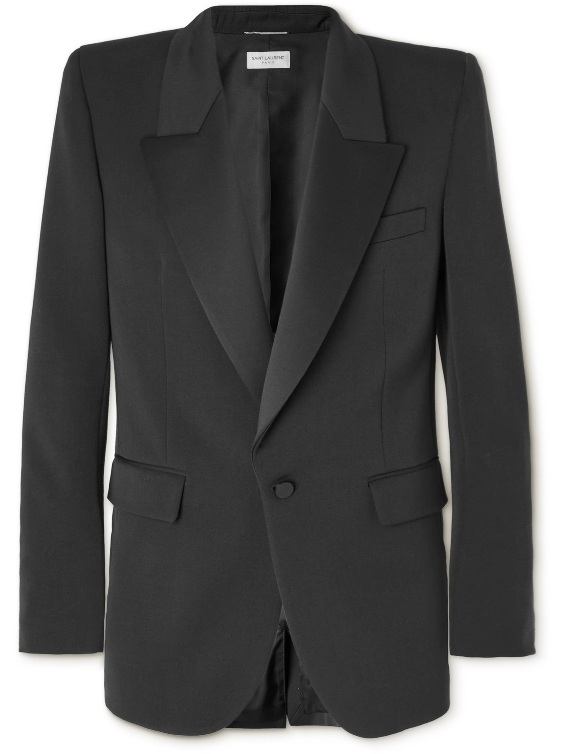 Saint Laurent Slim-fit Satin-trimmed Grain De Poudre Wool Tuxedo Jacket In Unknown