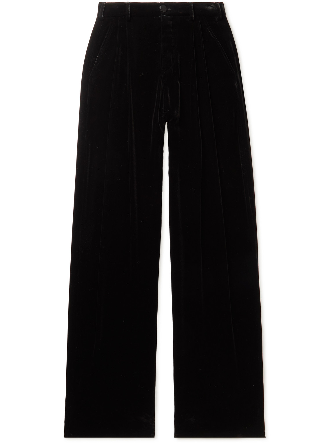 SAINT LAURENT WIDE-LEG VELOUR TROUSERS