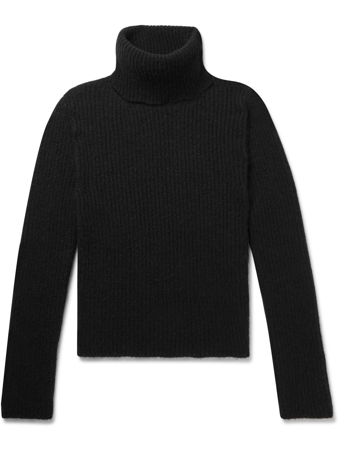 Saint Laurent Slim-fit Ribbed Alpaca-blend Rollneck Sweater In Black