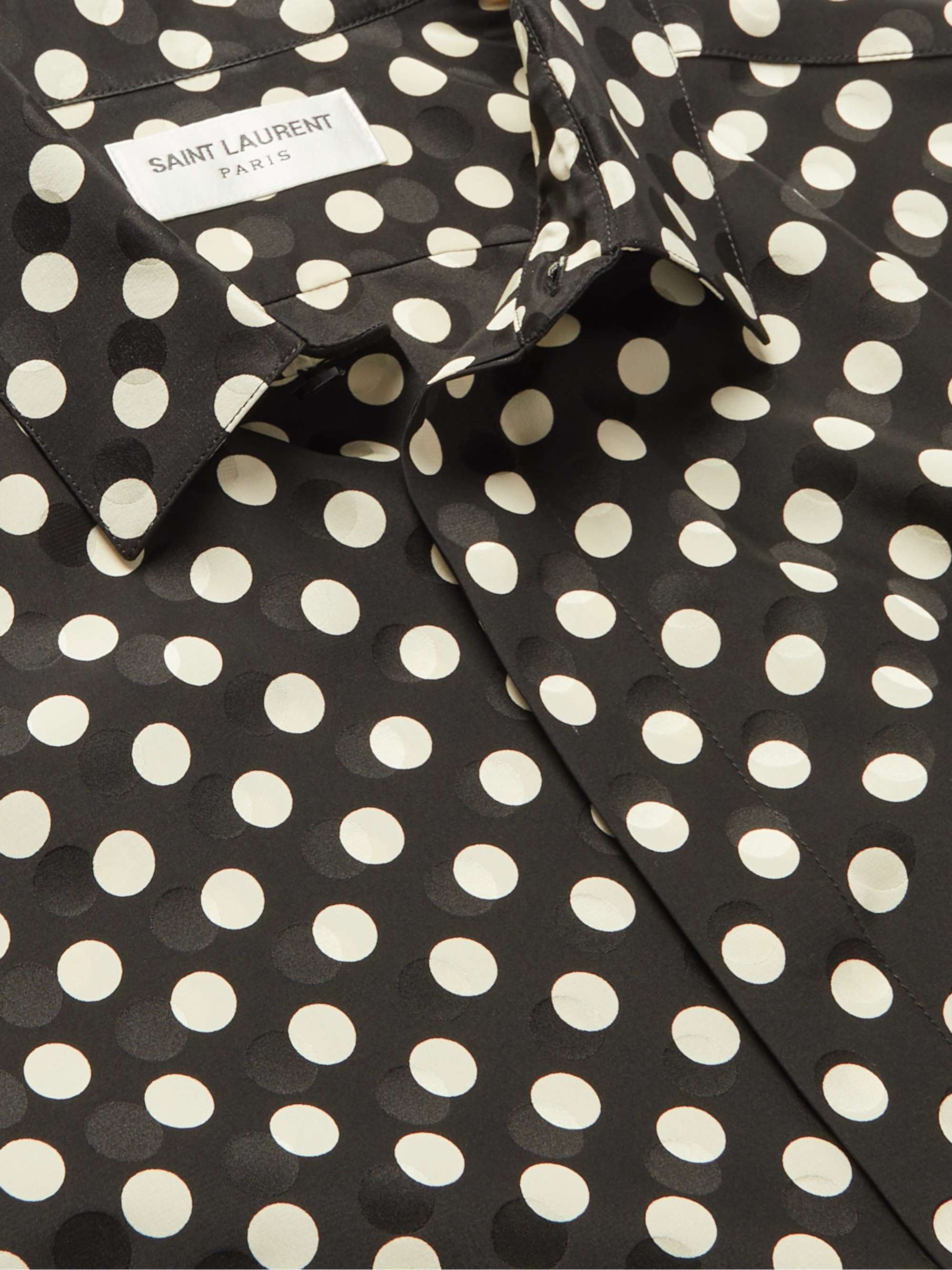 Polka-Dot Silk-Jacquard Shirt