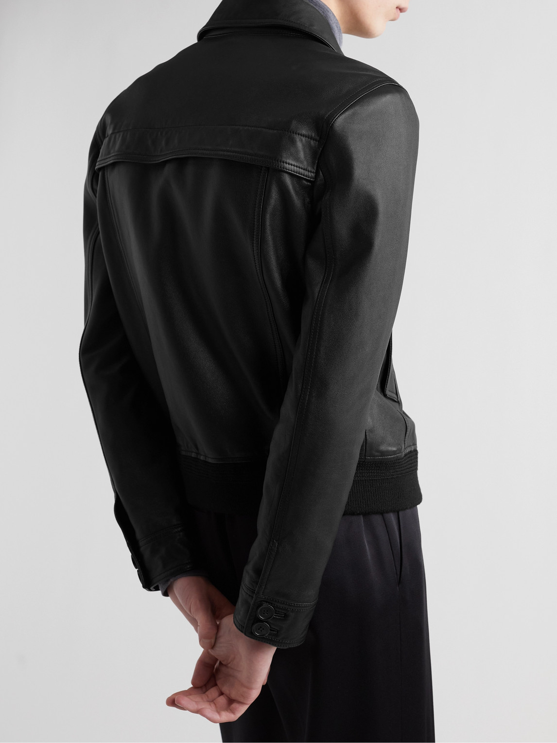 Shop Saint Laurent Padded Leather Jacket In Black