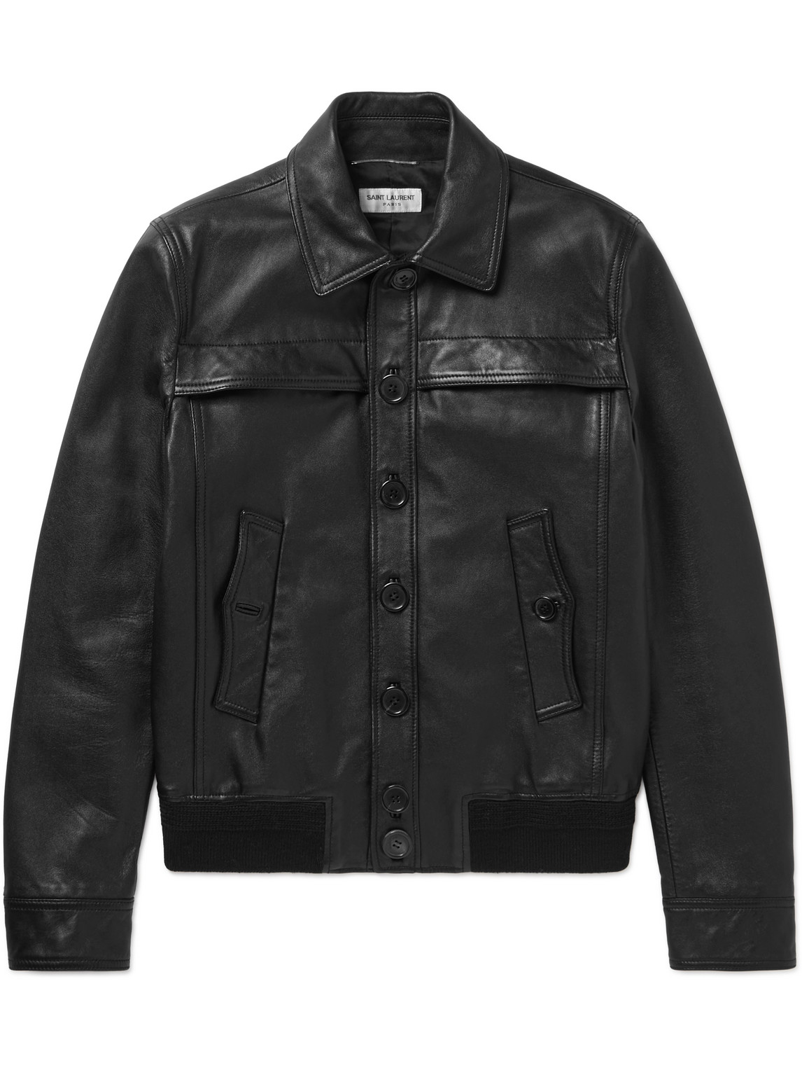 Saint Laurent Padded Leather Jacket In Black