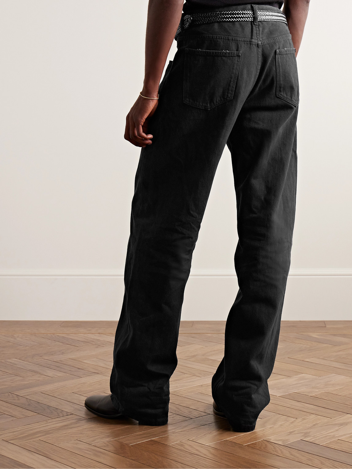 Shop Saint Laurent Oklahoma Wide-leg Jeans In Black