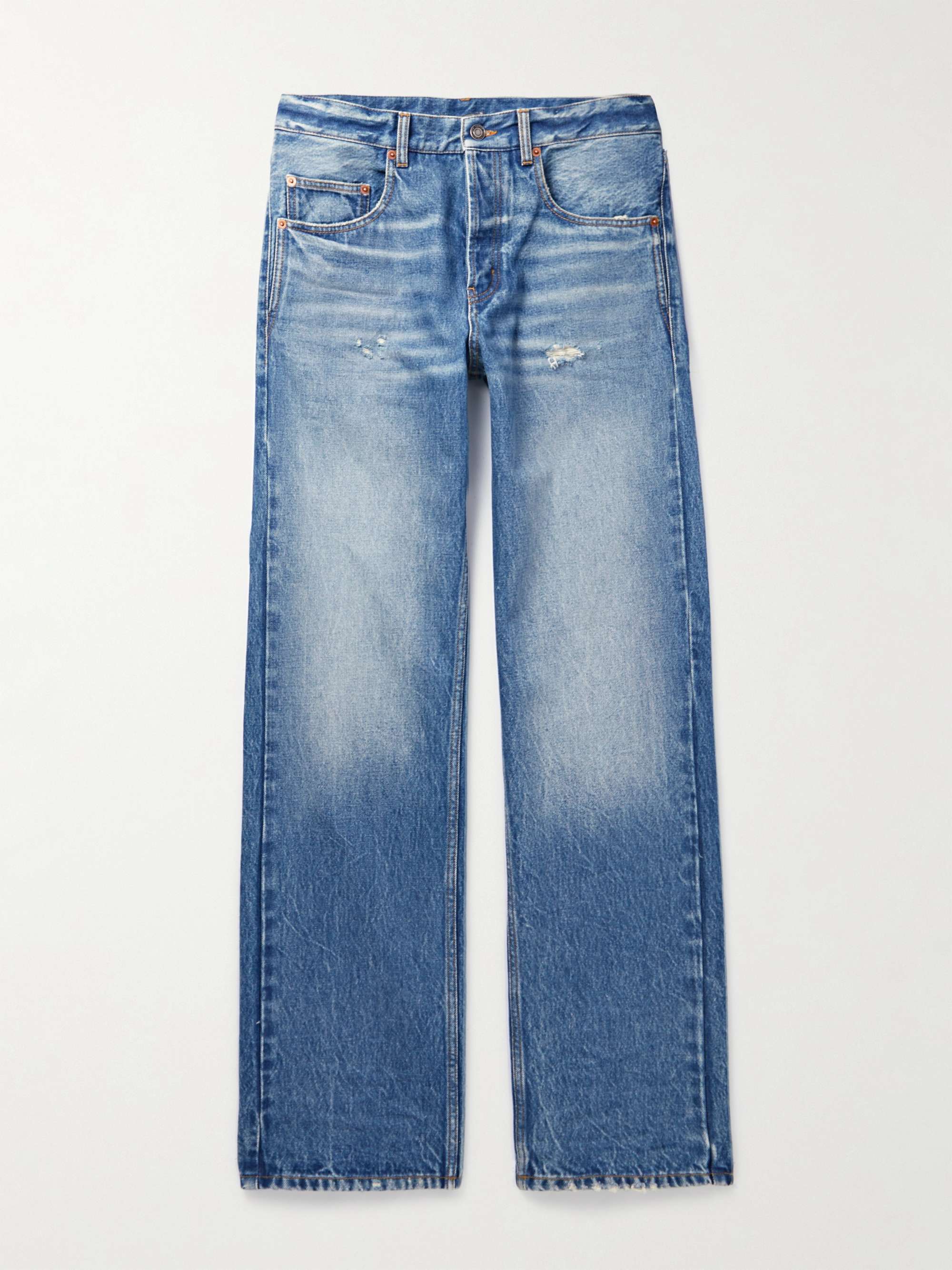 SAINT LAURENT Straight-Leg Distressed Jeans for Men | MR PORTER