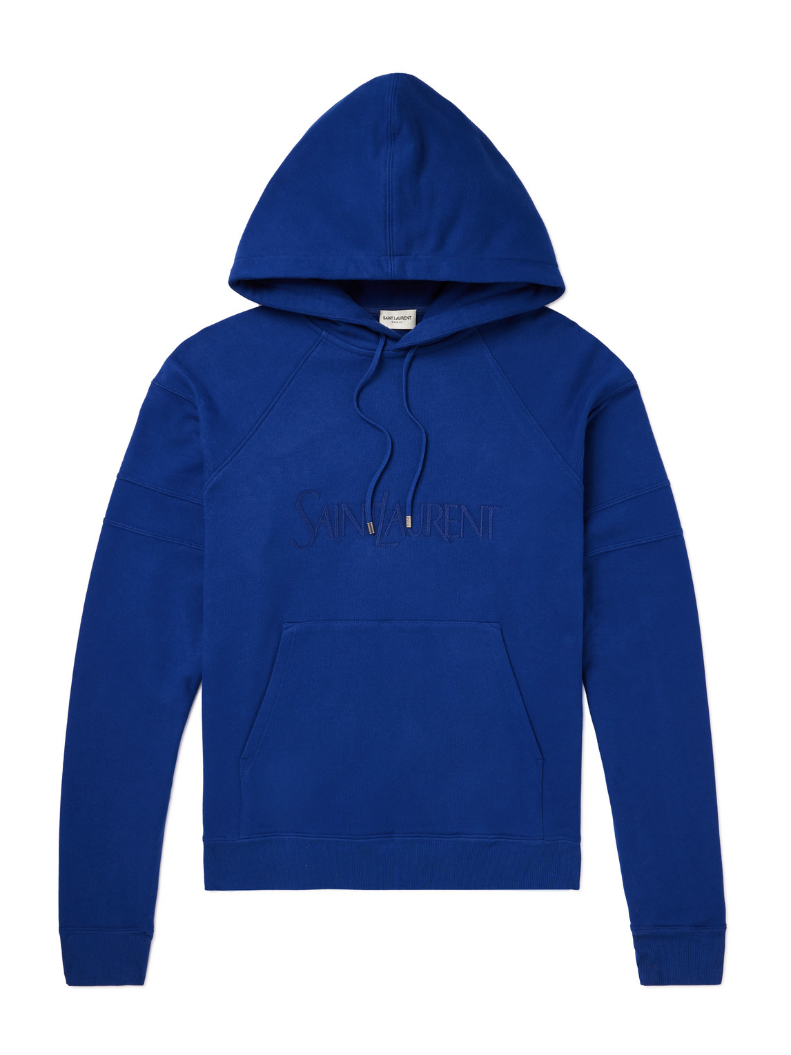 Shop Saint Laurent Logo-embroidered Cotton-jersey Hoodie In Unknown