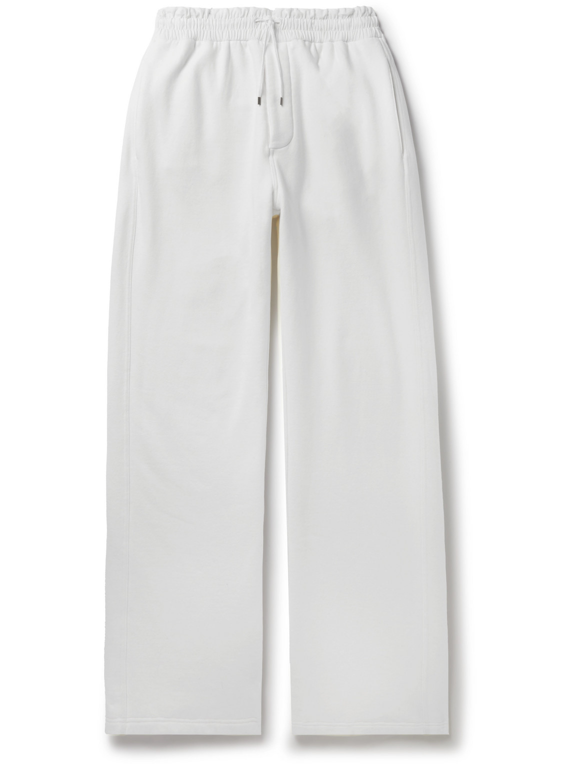 Shop Saint Laurent Wide-leg Cotton-jersey Sweatpants In White