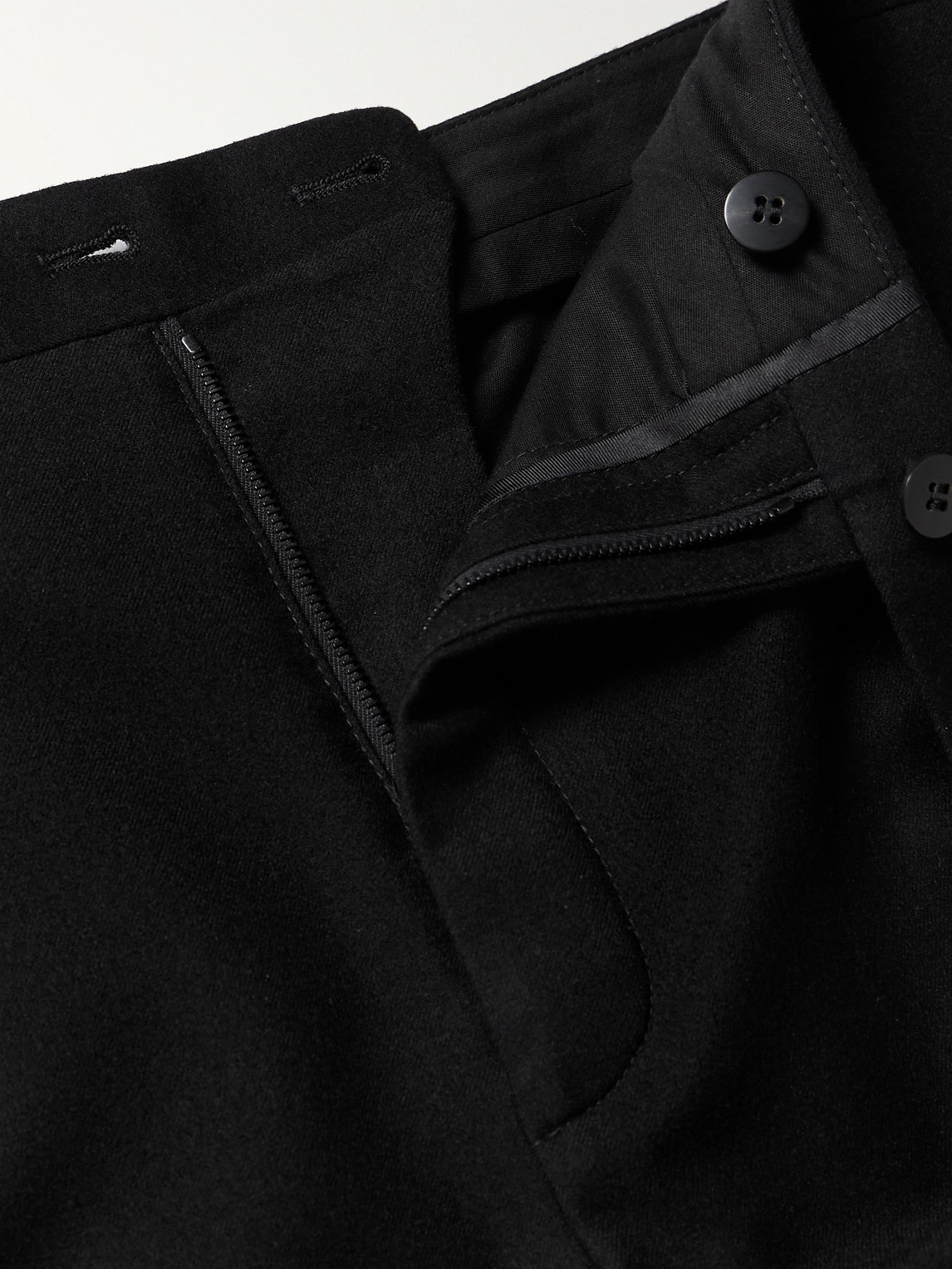 Shop Saint Laurent Slim-fit Wool-flannel Trousers In Black