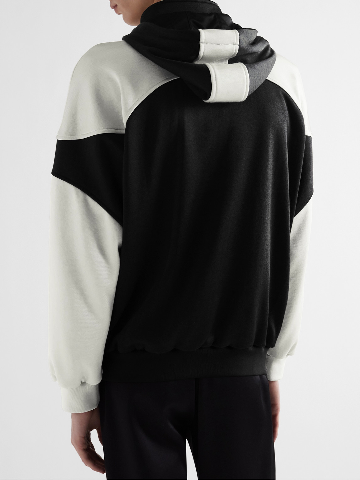 Shop Saint Laurent Logo-embroidered Colour-block Jersey Zip-up Hoodie In Unknown