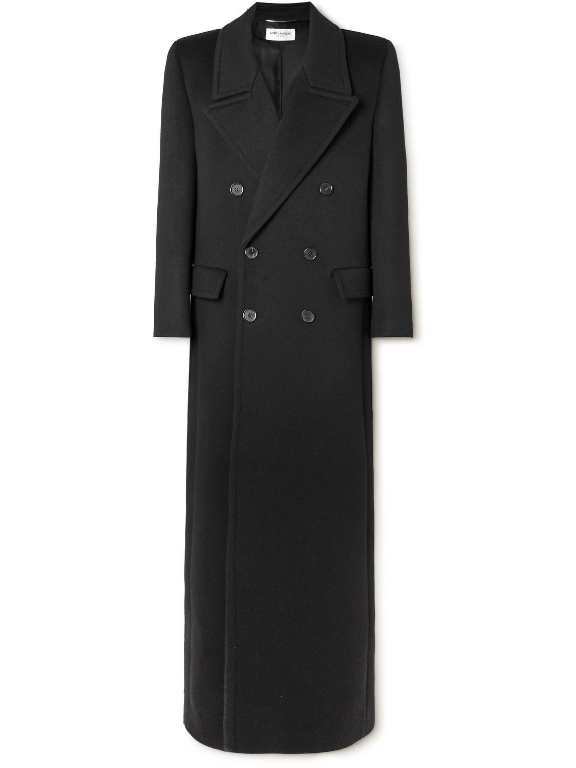 Saint Laurent Oversized Double-breasted Wool Coat In Black