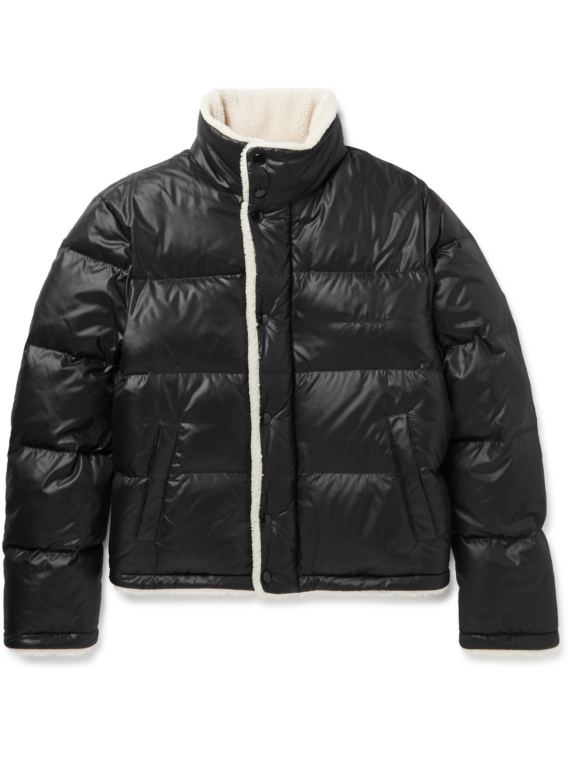 Shop Saint Laurent Faux Shearling-lined Quilted Shell Down Jacket In Unknown