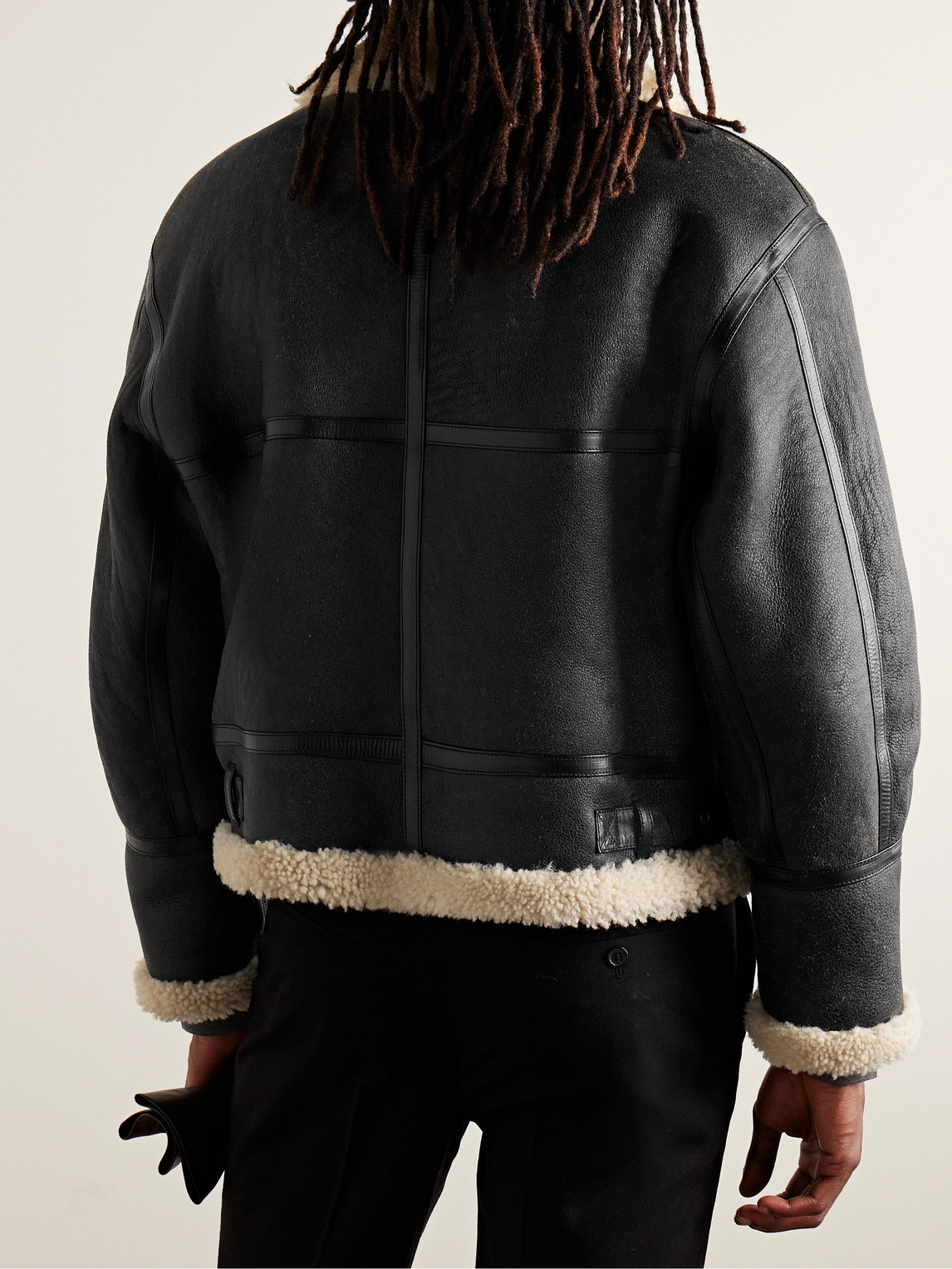 Shop Saint Laurent Reversible Leather-trimmed Shearling Flight Jacket In Black