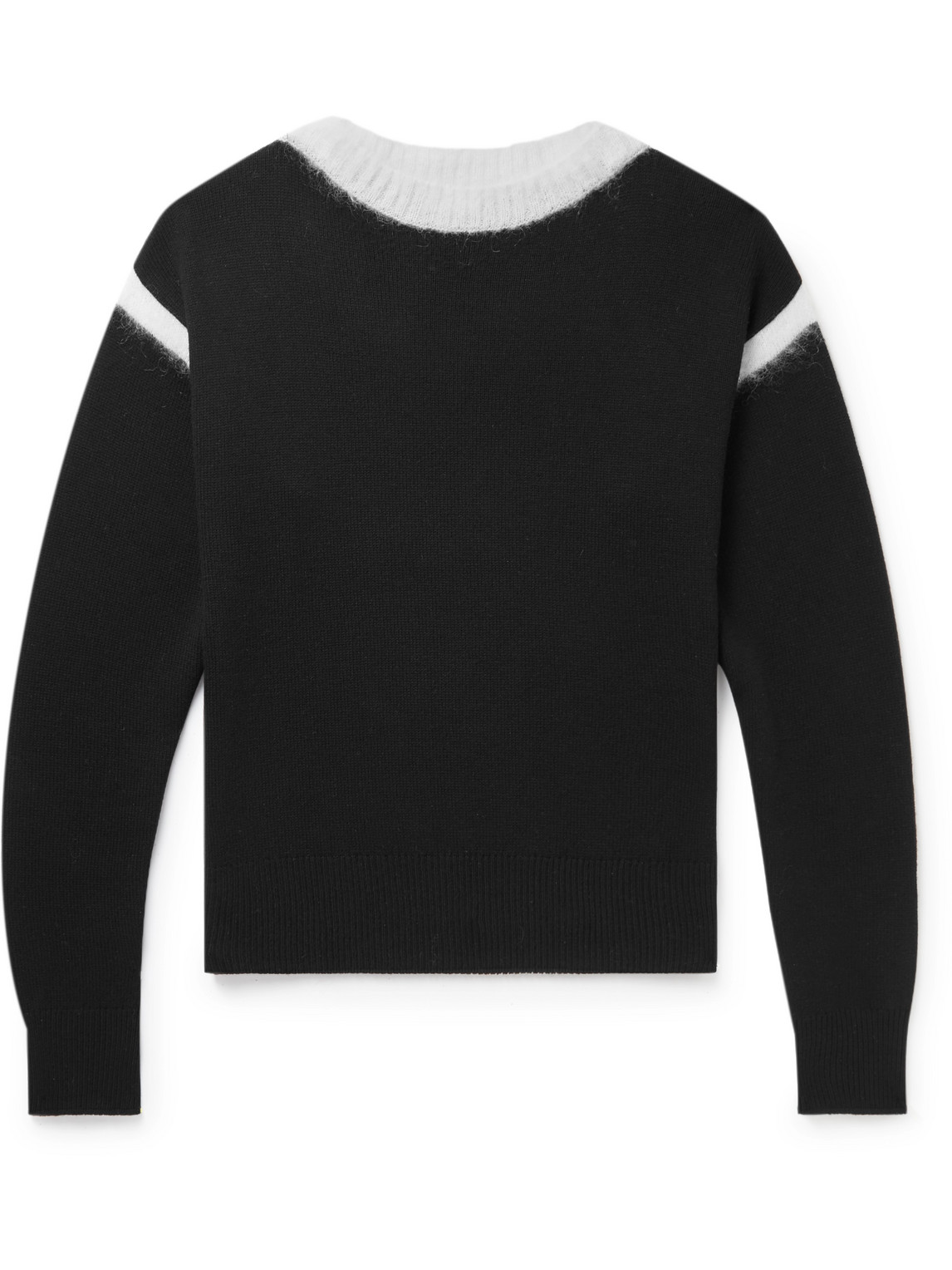 Saint Laurent Two-tone Wool-blend Sweater In Black