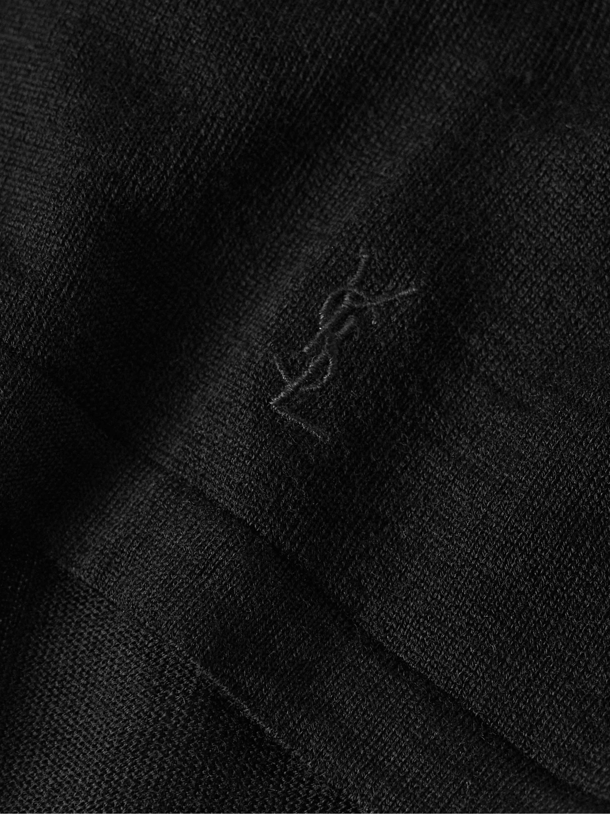 SAINT LAURENT Logo-Embroidered Wool Polo Shirt for Men | MR PORTER