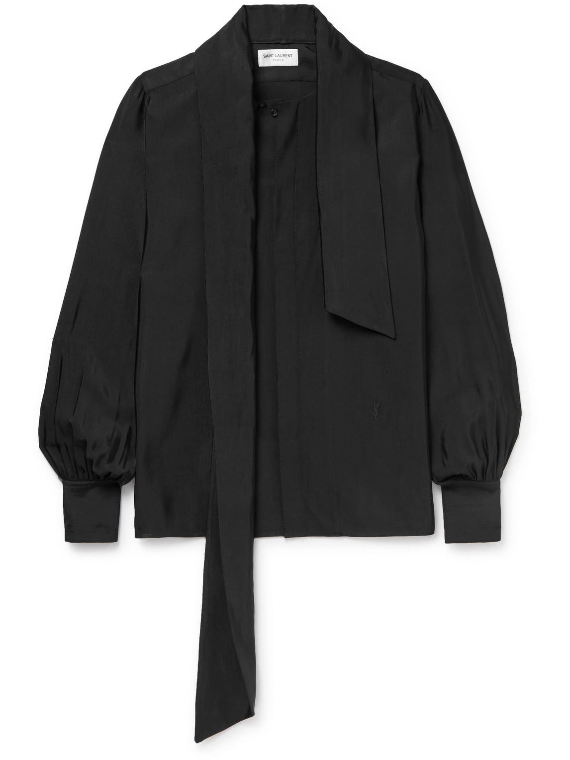 Tie-Neck Wool-Blend Shirt