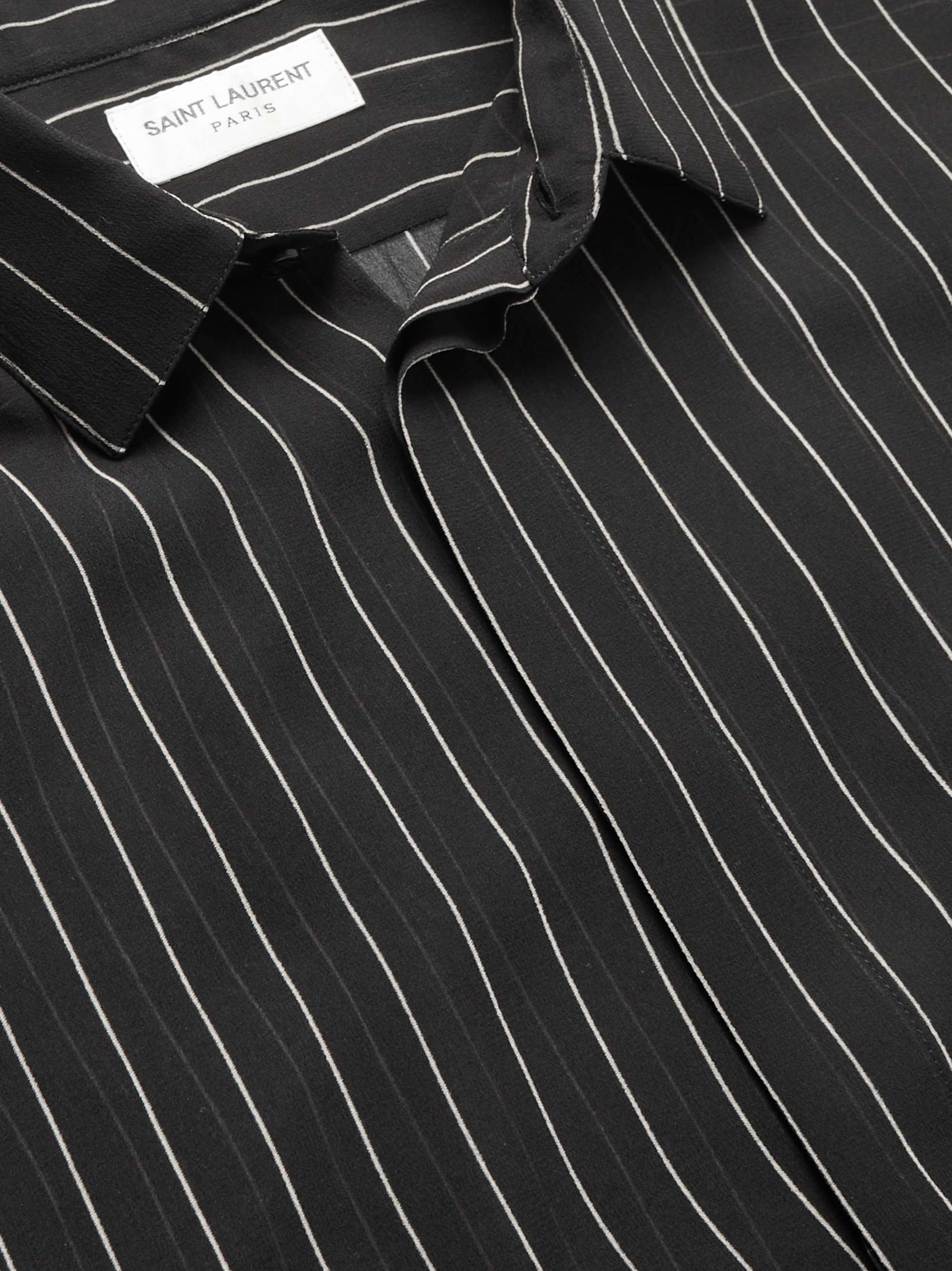 SAINT LAURENT Pinstriped Silk-Georgette Shirt for Men | MR PORTER